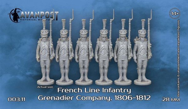 French Line Infantry Grenadier Company in shako (6 figures)