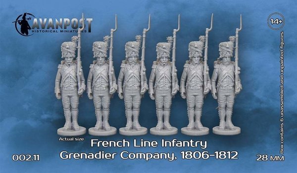 French Line Infantry Grenadier Company in bearskin (6 figures)