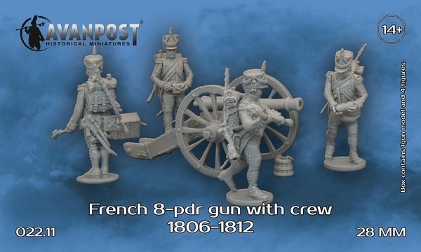 French 8-pdr gun with crew, 1806-1812