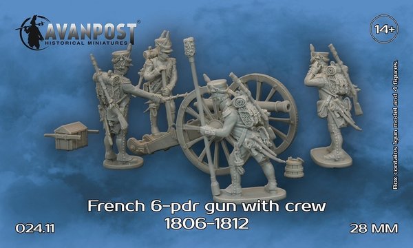 French 6-pdr gun with crew, 1806-1812