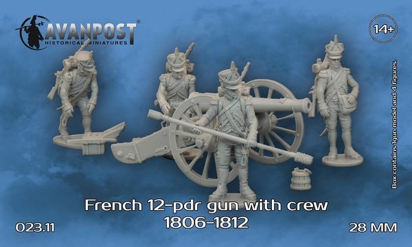French 12-pdr gun with crew, 1806-1812